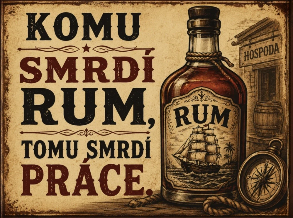 Plechová cedule Rum 28,5x18,5cm
