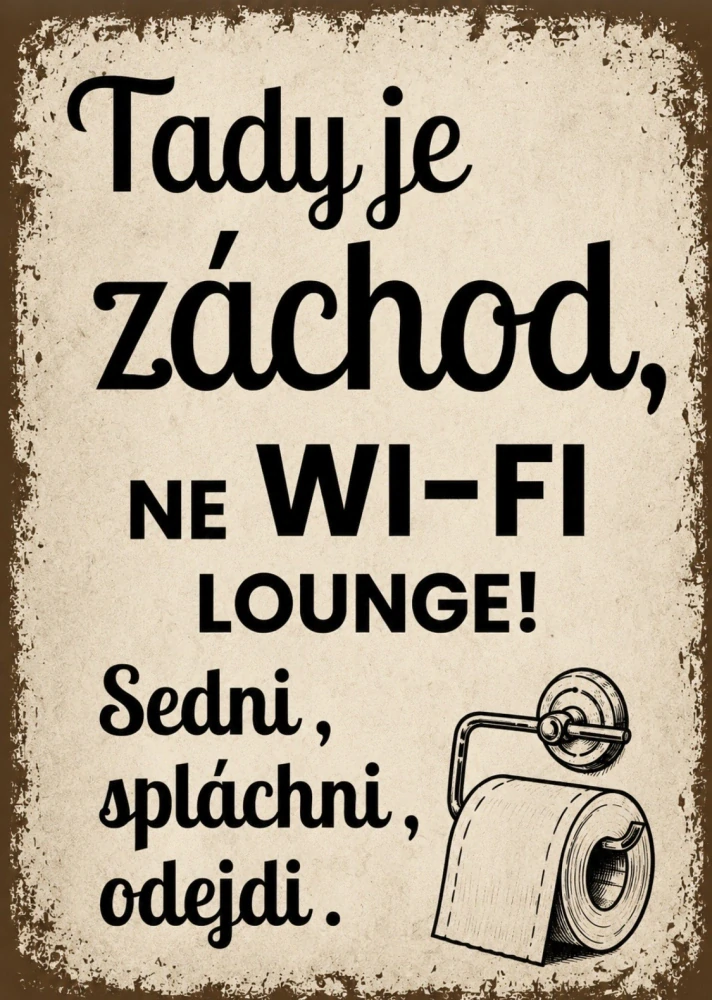 Plechová cedulka - tady je záchod…