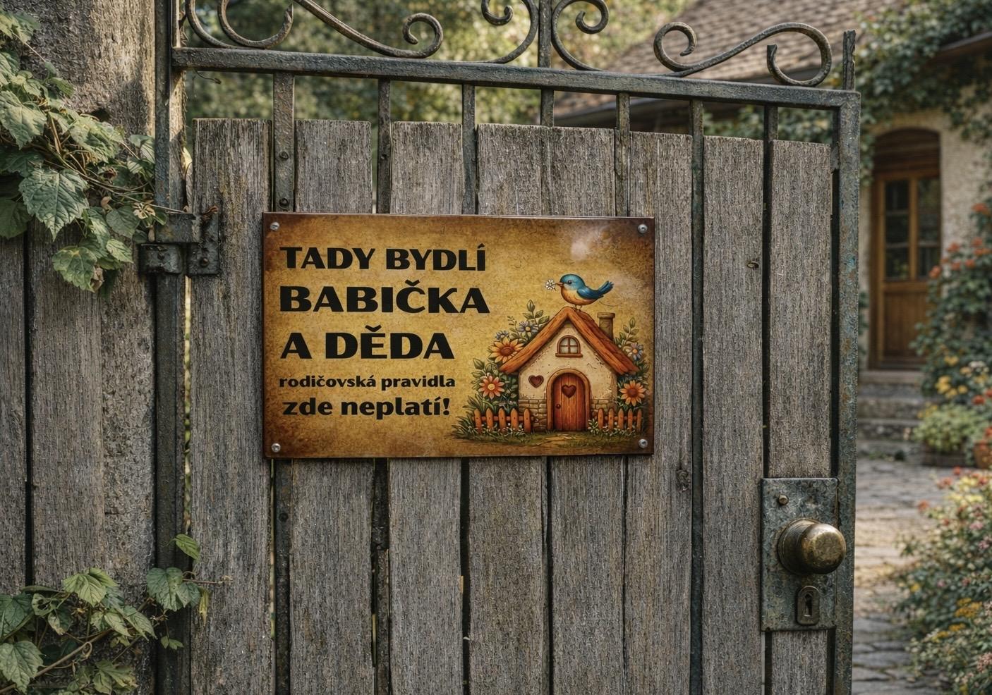 Cedulka - Tady bydlí babička a děda