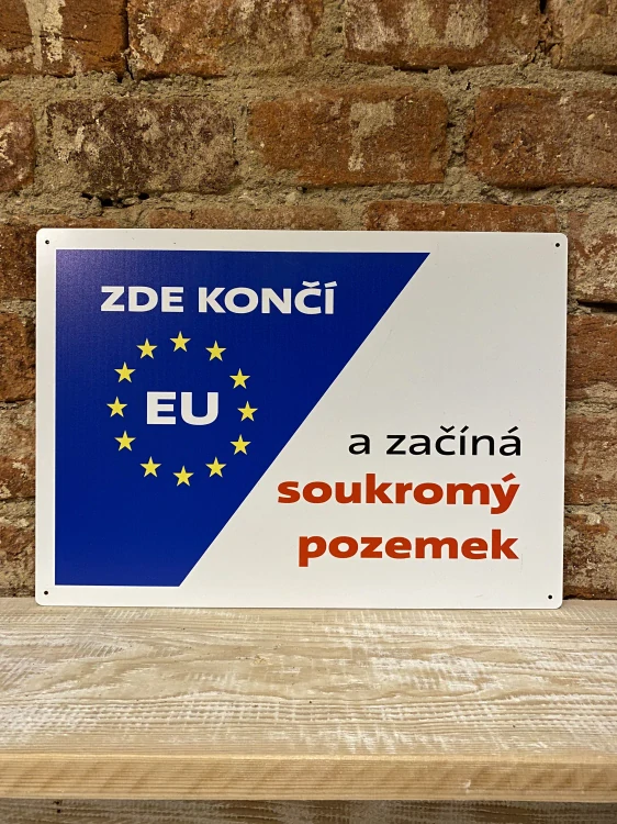 Cedulka "Zde končí EU"