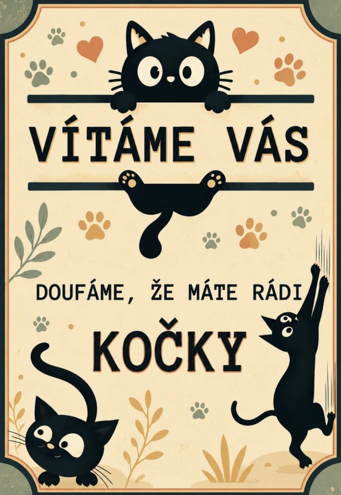 Cedulka - Vítáme Vás KOČKY