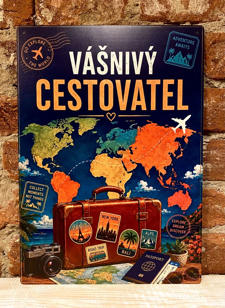 Cedulka "Vášnivý cestovatel" - DIBOND