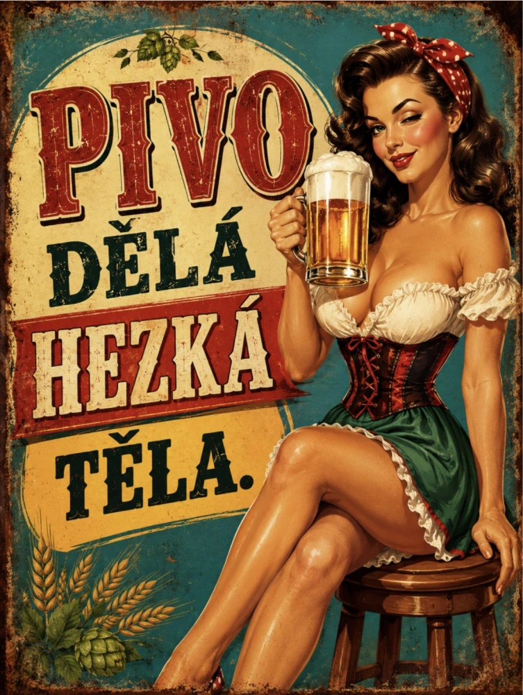 Cedulka - Pivo dělá hezká těla