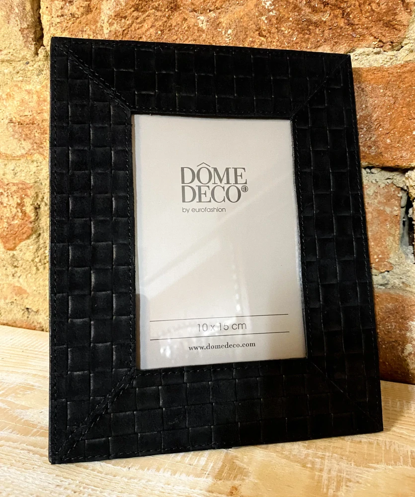 Rámeček DÔME DECO (10x15 cm) - černý, kožený