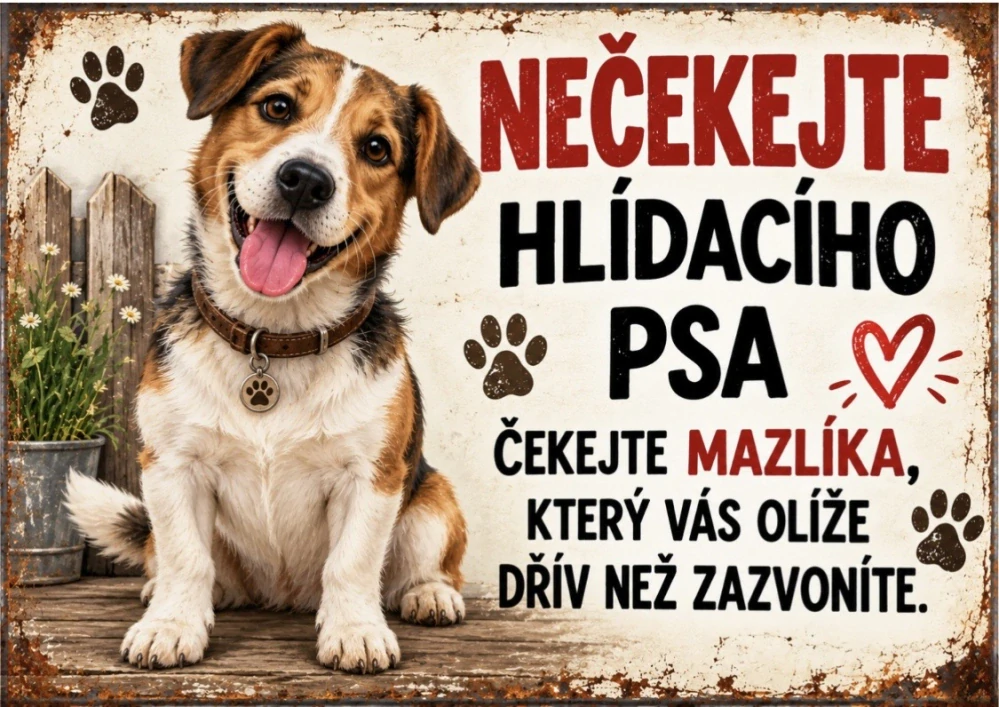 Cedule - NEČEKEJ HLÍDACÍHO PSA....