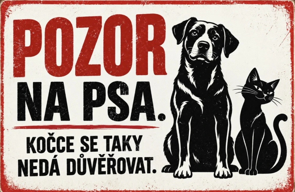 Cedule - POZOR NA PSA A KOČKU...