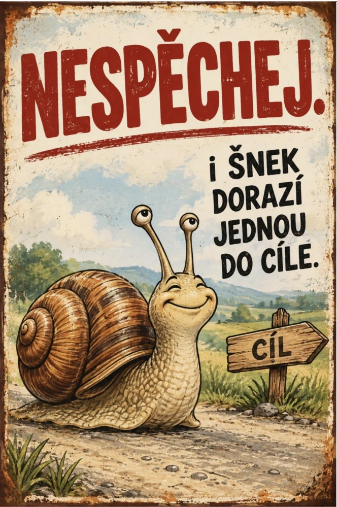 Cedule - NESPĚCHEJ...