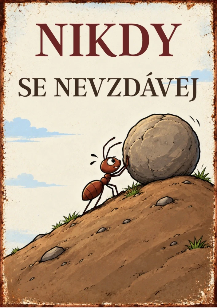Cedule - NIKDY SE NEVZDÁVEJ (mravenec)