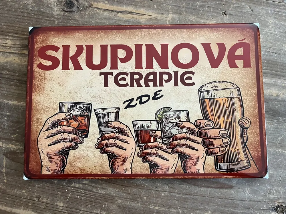 Plechová cedule Skupinová terapie 28,5x18,5cm