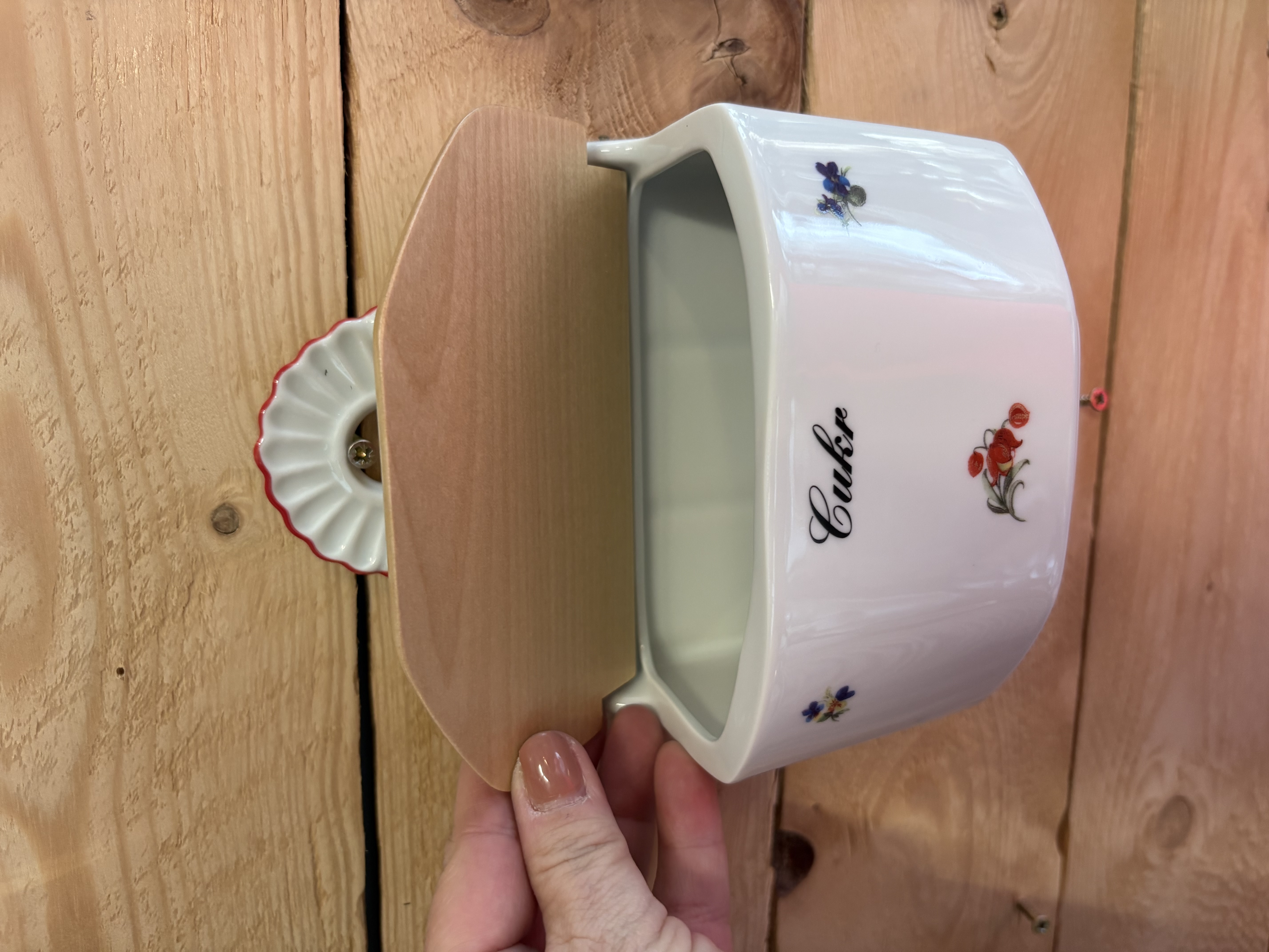 Závěsná porcelánová dóza na Cukr - květy