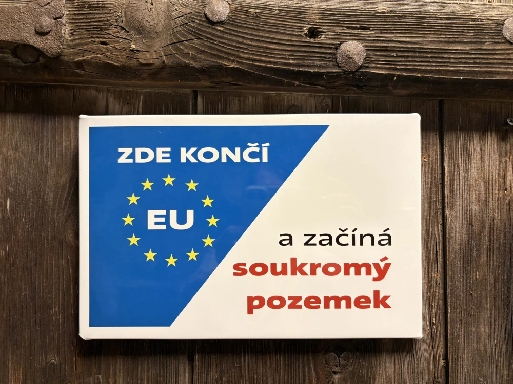 Plechová cedule Zde končí EU II.
