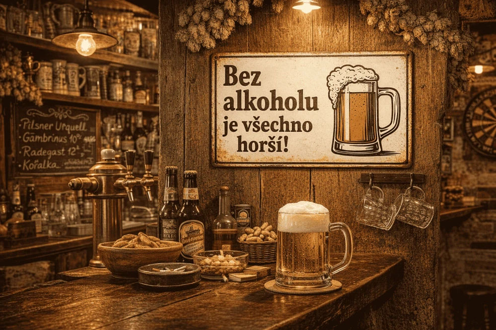 Plechová cedulka - bez alkoholu je všechno horší