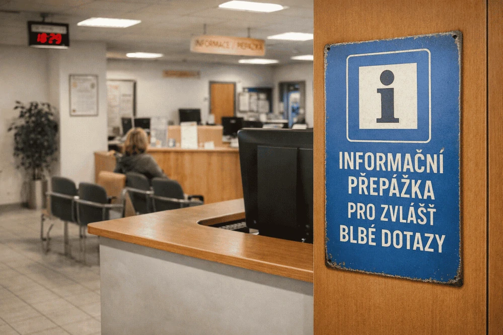 Plechová cedulka - informační přepážka...