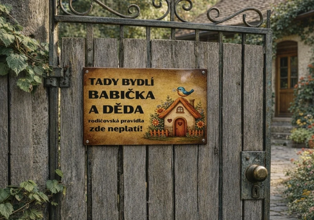 Cedulka DIBOND - tady bydlí babička...