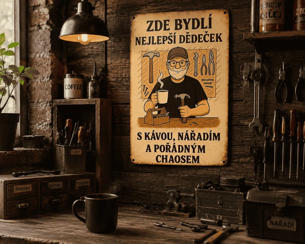 Plechová cedulka "nejlepší dědeček"