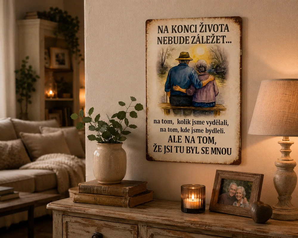 Plechová cedulka "babi a děda"
