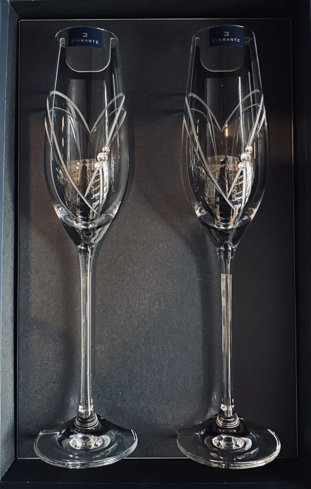 Diamante skleničky na šampaňské - Swarovski kamínky