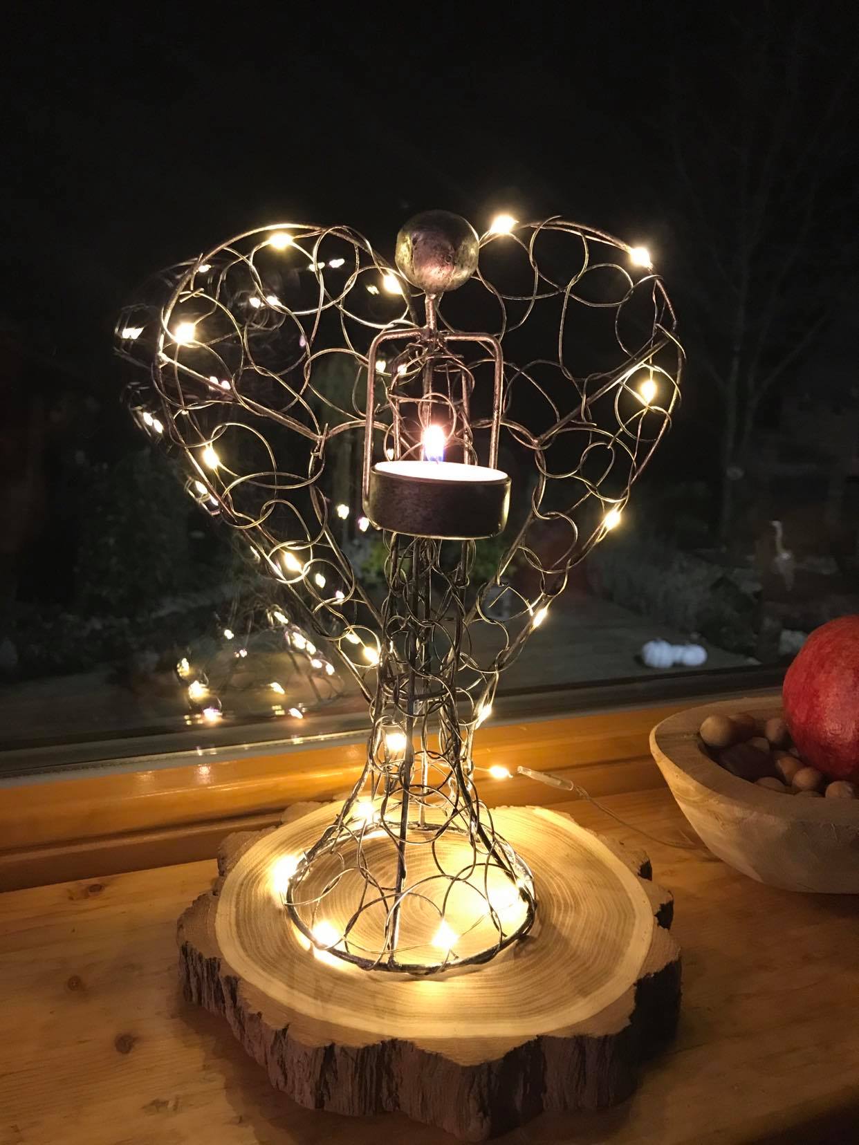 Dekorativní drátěný anděl na svíčku Strážce II 36cm