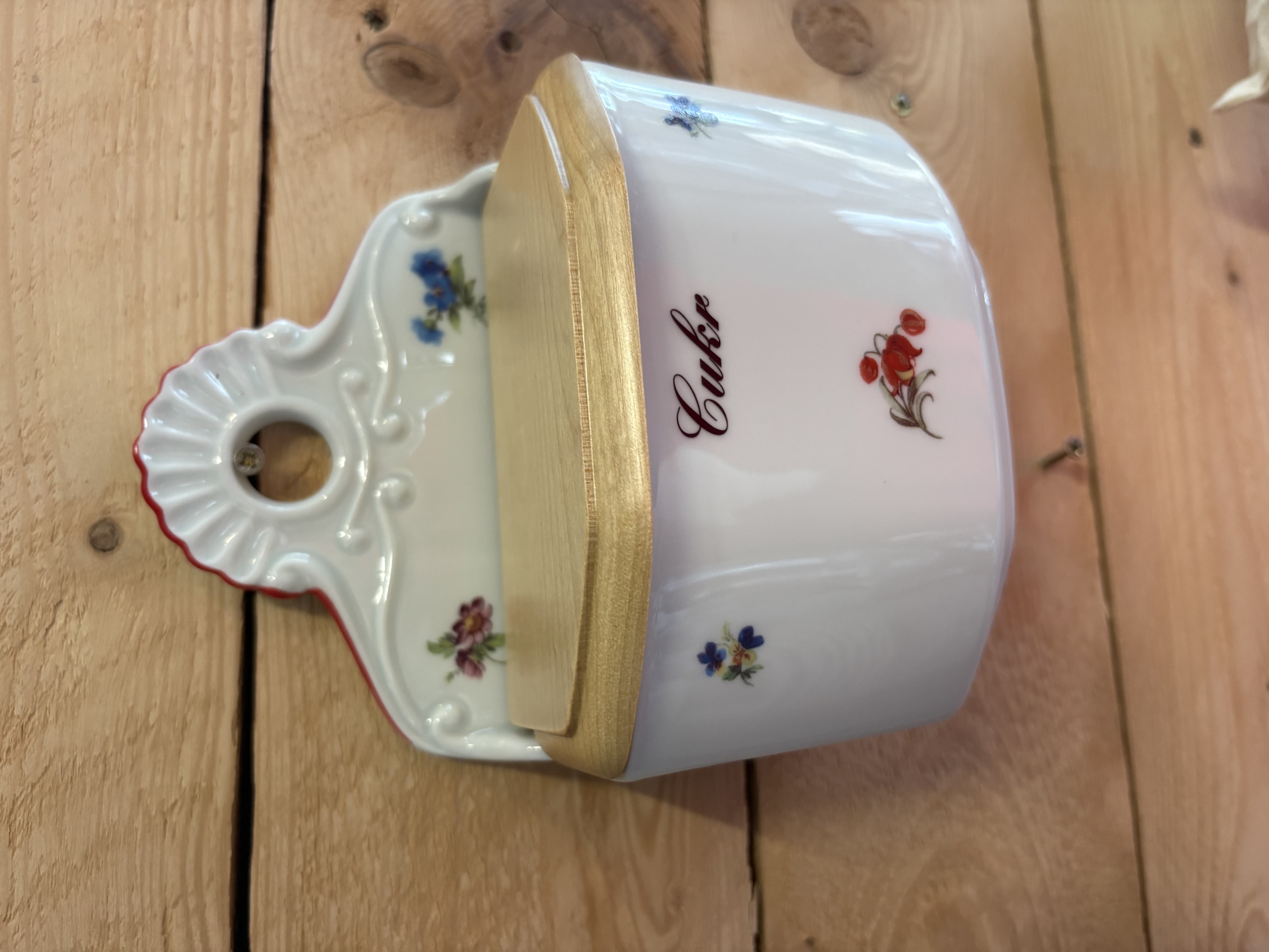 Závěsná porcelánová dóza na Cukr - květy
