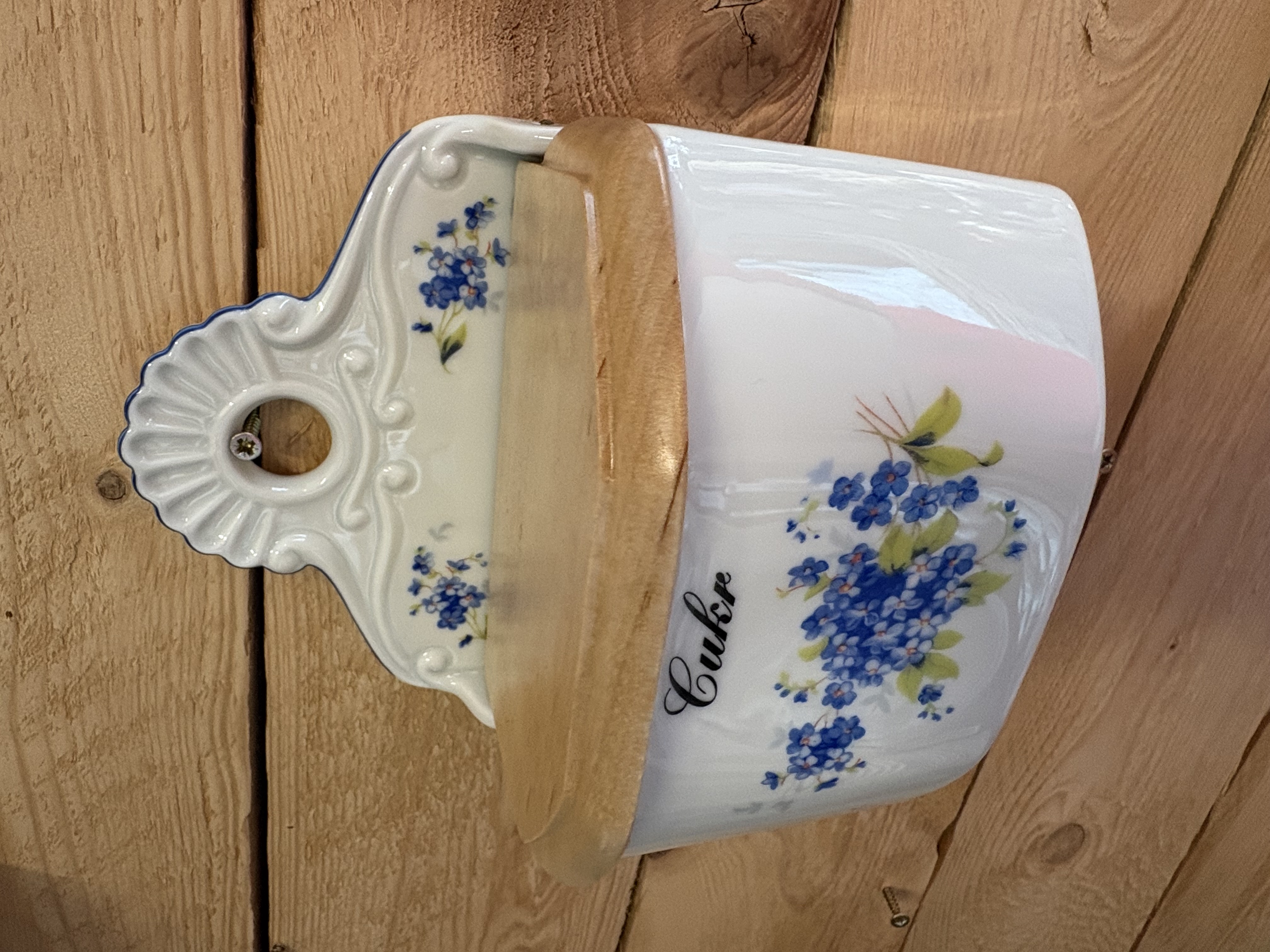 Závěsná porcelánová dóza na Cukr - pomněnky