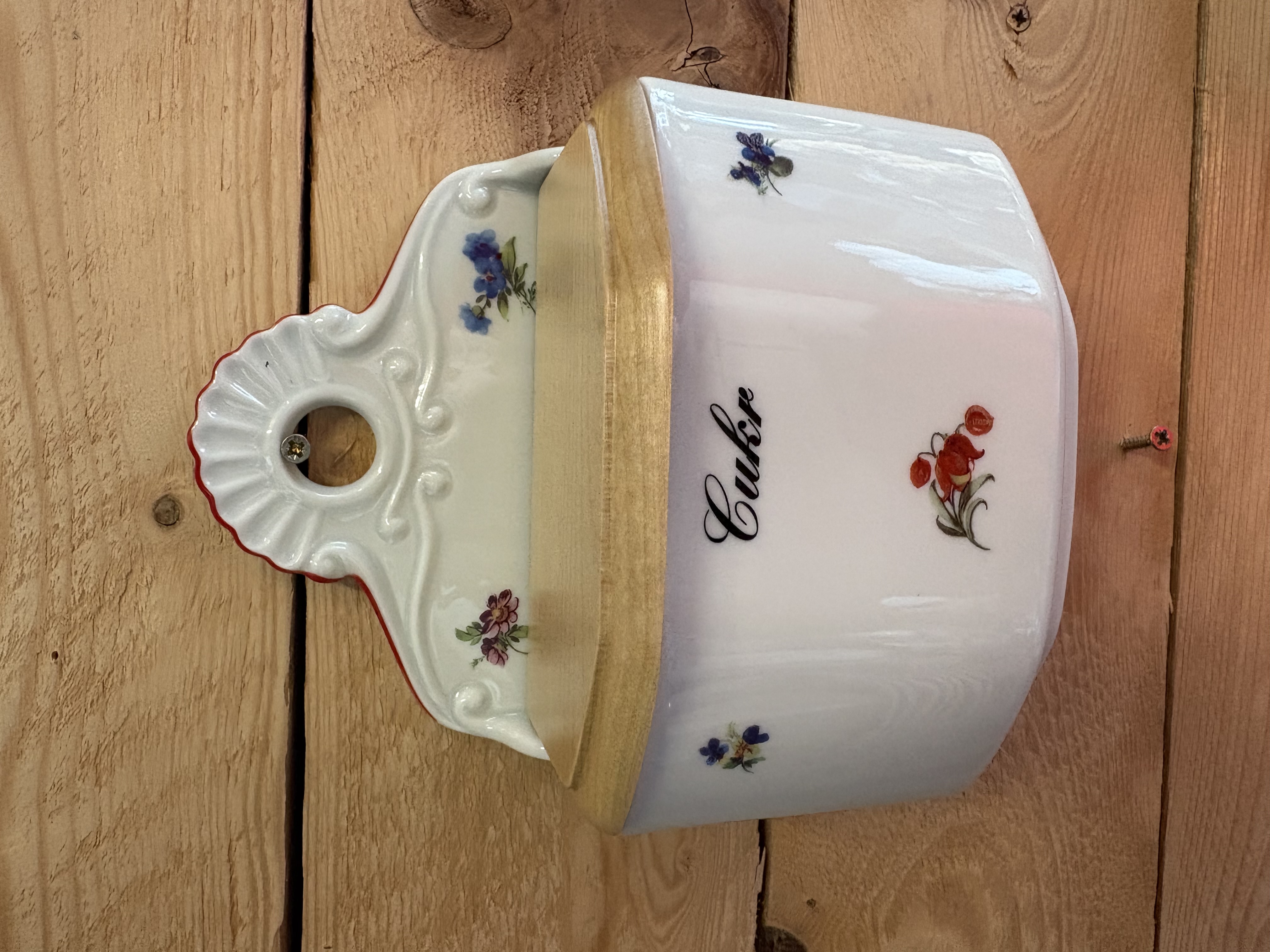 Závěsná porcelánová dóza na Cukr - květy