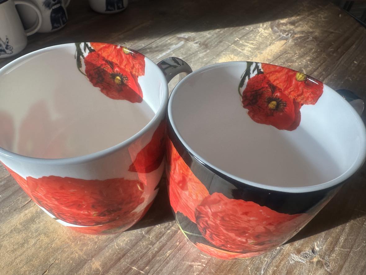 Luxusní porcelánová sada hrnků Vlčí máky