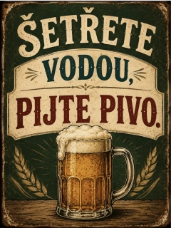 Plechová retro cedule Šetři vodou