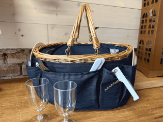 Piknikový proutěný koš s termo boxem pro dva 40x30x20