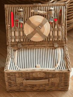 Piknikový koš pro dva (s termoboxem) - šedá 43x28x20