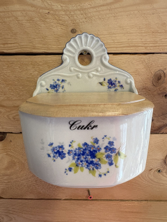 Závěsná porcelánová dóza na Cukr - pomněnky