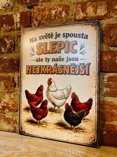 Cedulka DIBOND - slepice (28,5x40 cm)