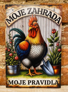 Ocelová cedulka velká 40x28,5 - MOJE ZAHRADA