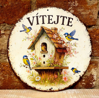Plechová cedulka "Vítejte"