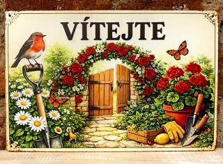 Plechová cedulka "Vítejte" (18,5x28,5cm)