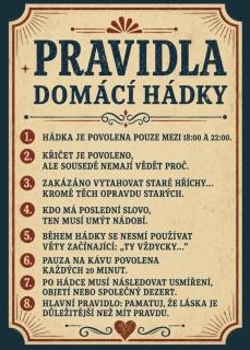 Cedulka "Pravidla domácí hádky"
