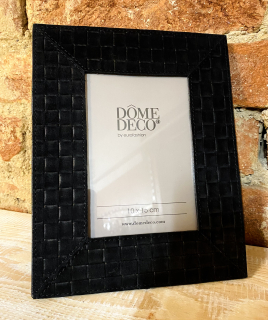 Rámeček DÔME DECO (10x15 cm) - černý, kožený